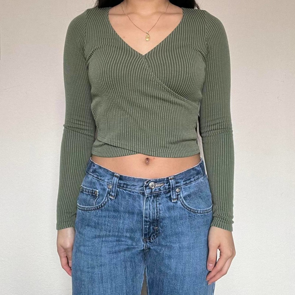 Hollister Green Cross Wrap Top